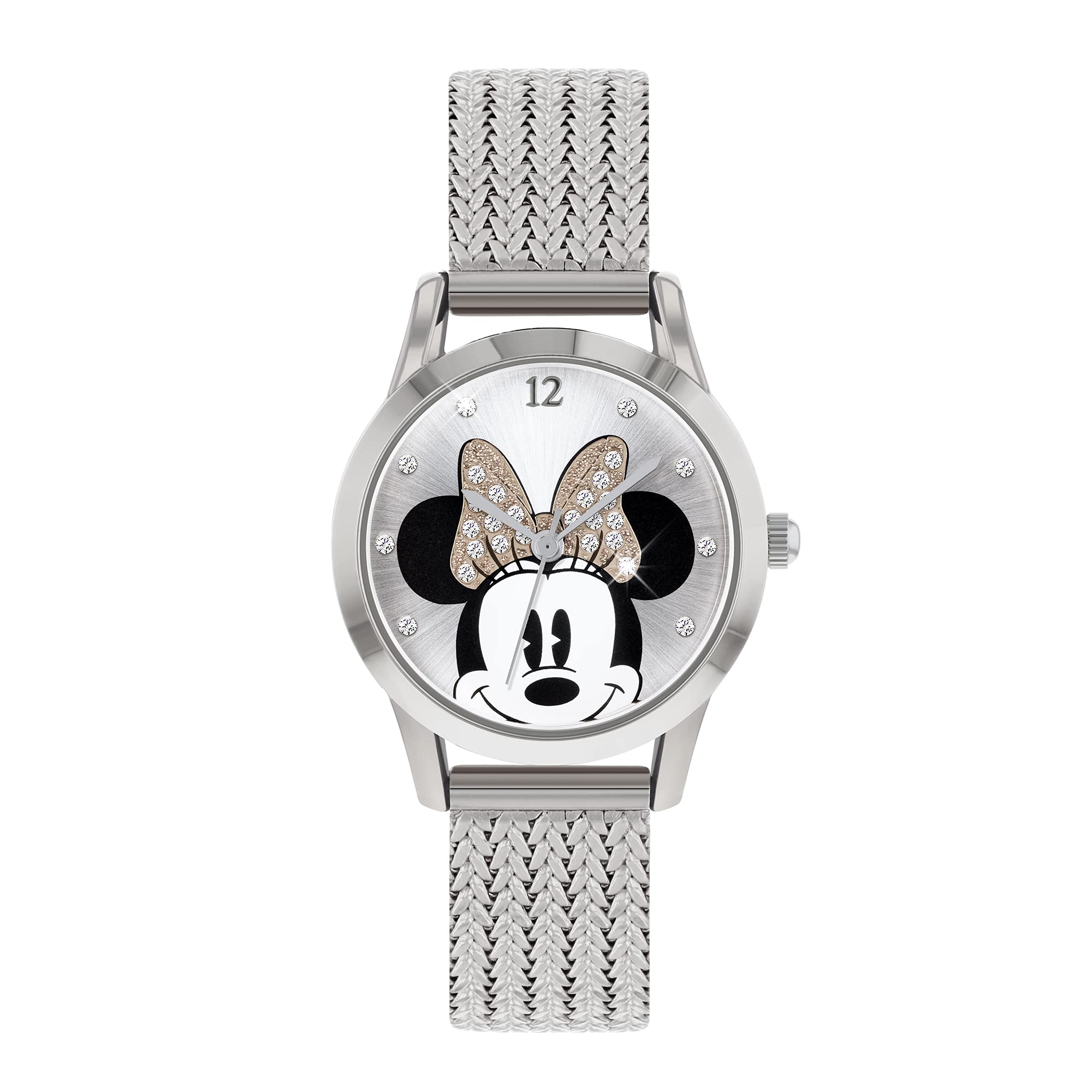Disney Womens Quartz Watch, Analogue Classic Display and Stainless Steel Strap MN8008