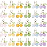 KISSITTY 30pcs Natural Jade Fruit Charms Candy Color Colorful Gemstone Fruits Pendants Dangles Decorations with Leaf Flower for DIY Necklaces Earrings Keychains Jewelry Making