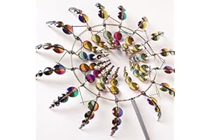GENERIC Shirem Magical Metal Windmill,2024 New Wind Spinners Outdoor,3D Magic and Unique Garden Metal Windmills,360° Dual Rotors Kinetic Wind Spinner,Outdoor Garden,Yard & Lawn Decration (Silver)