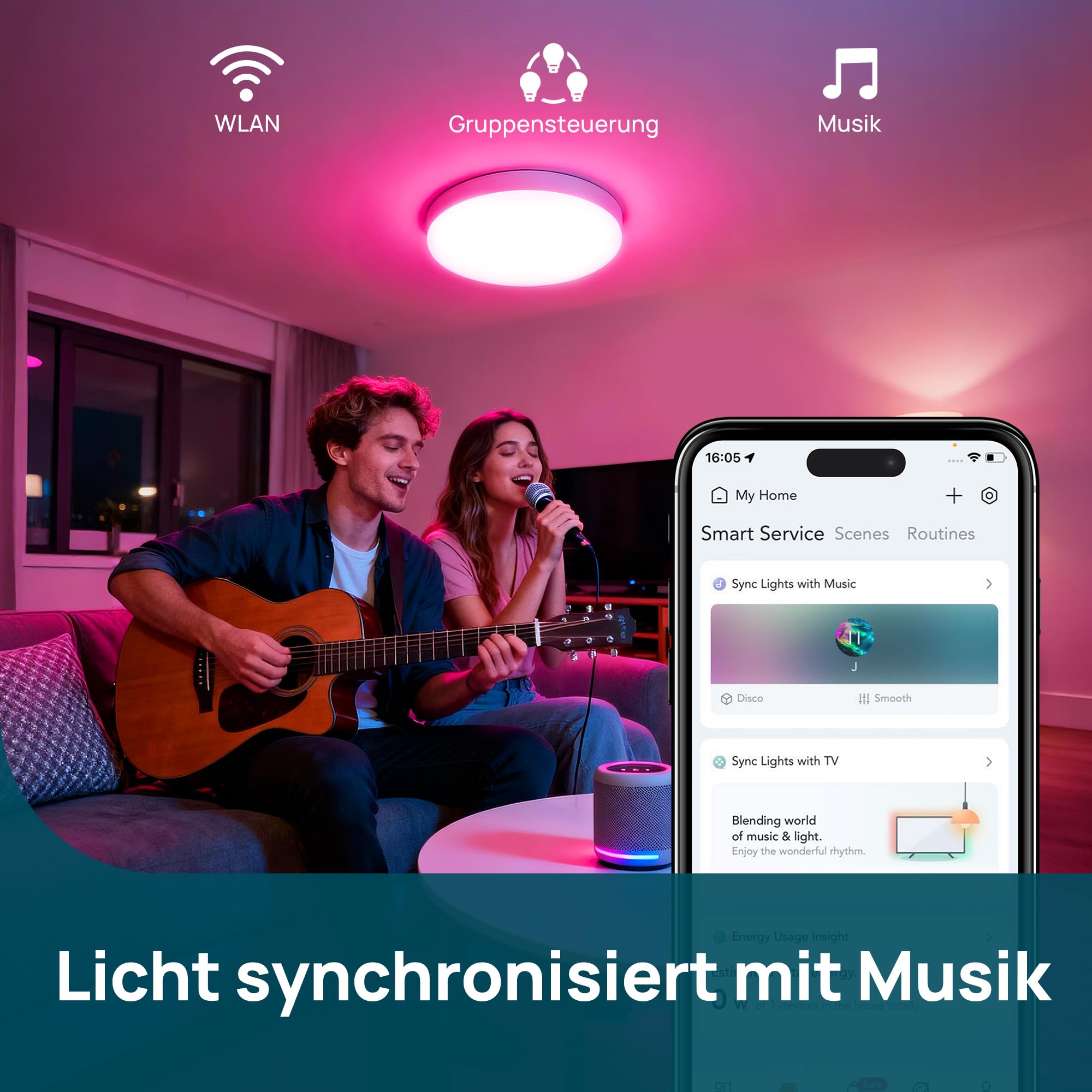 Linkind Matter E27 Smart LED Lampe 1600lm 14W, RGBTW & Weiß (1800-6500K), ersetzt 100W, 104 Szenen, 2,4GHz, kompatibel mit HomeKit/Alexa/Google/Siri/SmartThings, A67, 2er-Pack 4