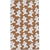 Christmas Hand Towels for Bathroom Decor, 100% Cotton Towel Washcloth Holiday Decorative Towel Set for Winter Kitchen,Thick and Soft, 27" x 15.10", Jacquard Design Double Printed with Gingerbread