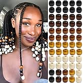 NAISKA 60Pcs Wooden Hair Beads for Braid 5 Color Natural Wood Bead Loc Dreadlock Accessories Hair Tube Cute Braids Decoration Jewelry Making Braid Clips for Women and Men