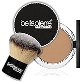bellapierre Compact Mineral Foundation SPF 15 with Kabuki Brush | Vegan & Cruelty Free | Hypoallergenic | Full Coverage - 10 Grams - Nutmeg