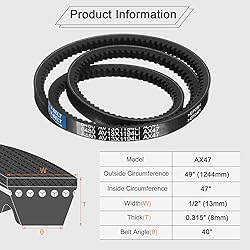 uxcell 4Pcs AX47 EPDM V-Belt, Raw Edge Cogged