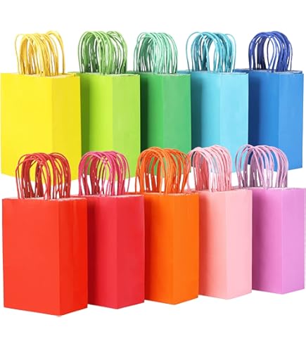 Lot De 25 Sacs Cadeaux En Papier Kraft, Sacs à Dragées Colorés, Petits Sacs Cadeaux Avec 36 Autocollants Pour Anniversaire, Mariage, Festival, Fête, Anniversaire, Saint-Valentin, Célébrations