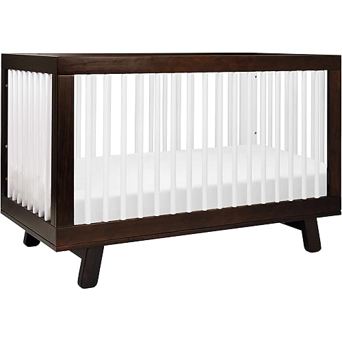 Babyletto Hudson 3-in-1 Convertible Crib with Toddler Bed Conversion Kit in Espresso / White, Greenguard Gold Certified