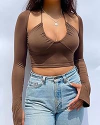 KERPELLY Women's Sexy Halter Criss Cross Tie Up