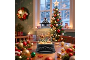 LLIBTYT Christmas Snow Globes, Light Up Snow Globe with 6H Music Timer, Auto Snowfall, USB or Battery Powered, Christmas globe with Santa Snow Globe Scene, Indoor Christmas Decorations for Home, 11.4 Inch