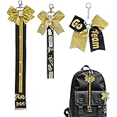 3-Piece Cheer Pin Me Ribbon Set - 13in+8in+6in for Backpack, Keychain & Team | Glitter Cheerleader Accessories Gift for Squad, Coach