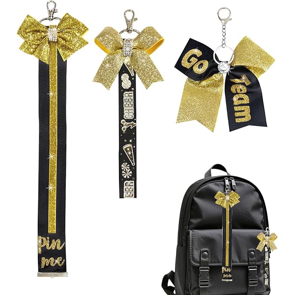 Set 2 Portachiavi Con Fiocco Da Cheerleader - Con Strass, Nastro Pin Me