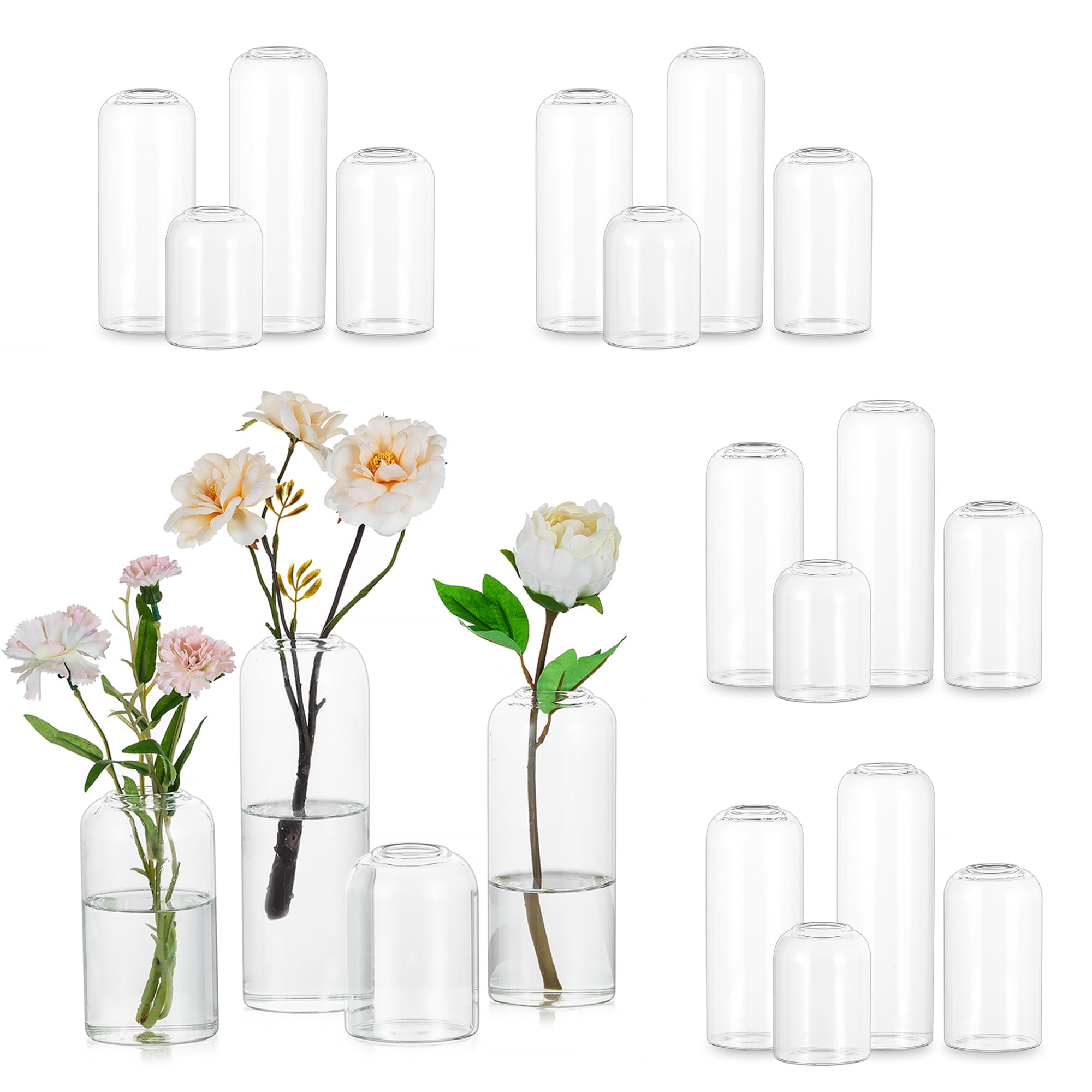 Photo 1 of Hewory Glass Bud Vases for Flowers: Set of 20 Modern Small Flower Vases for Centerpieces - Clear Table Decoration for Wedding Party Events Home Decor Floral Arrangement