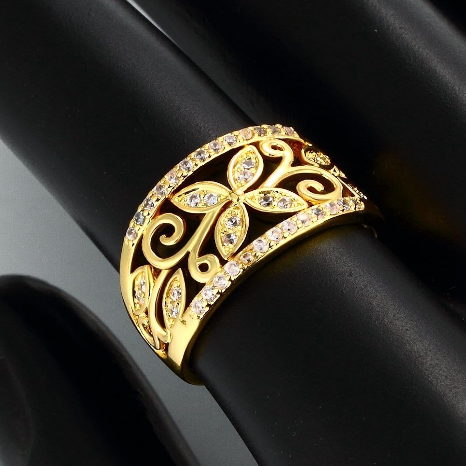 yellow chimes flower band golden ring for women and girls