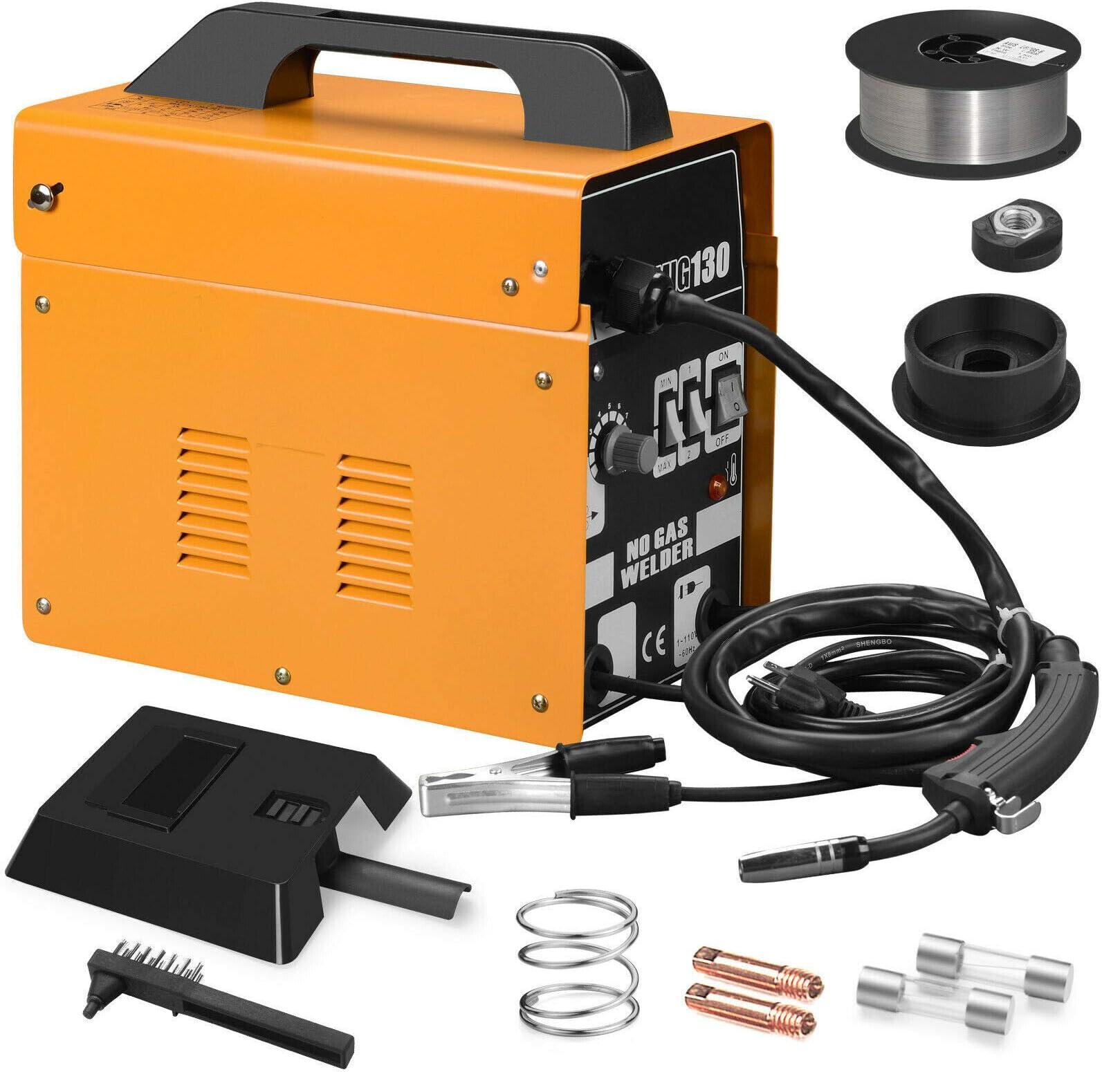 LYYNTTK MIG 130 Welding Machine Gas Less Flux Core Wire DIY Home Welder Automatic Feeding, Yellow