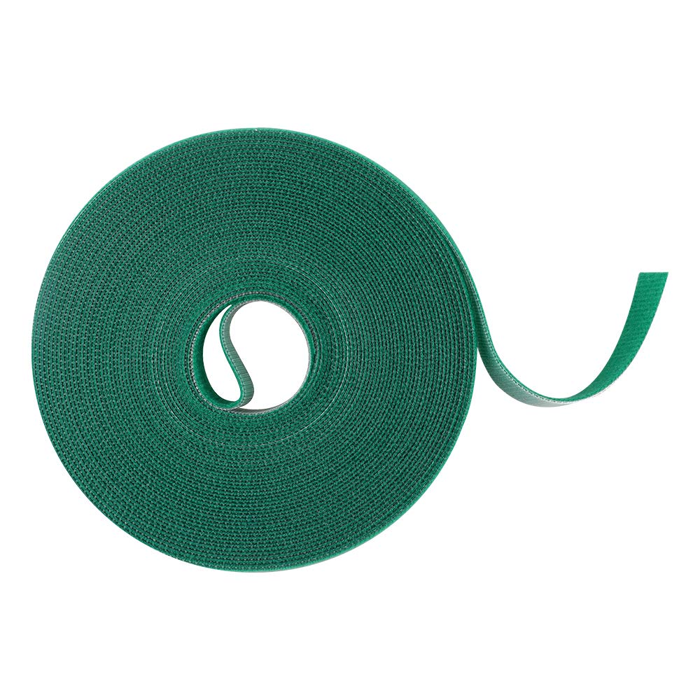 KINGLAKE 12mm 20m Green Garden Tape Plant Tie, Self Adhesive Hook and Loop Tape, Sticky Strips Tree Shrub Ties Strap