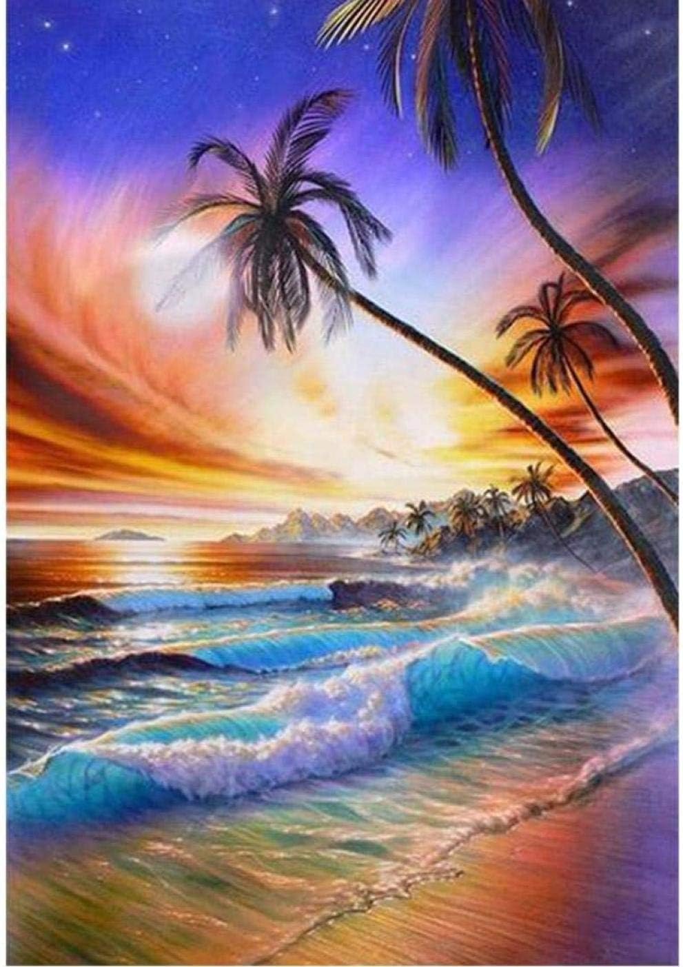 WAYATI 5D DIY Diamond Painting Diamond Painting by Number Kits for Adults Full Round Drill Rhinestone Embroidery for Wall Decoration Home Decor Gift Hawaii Landscape