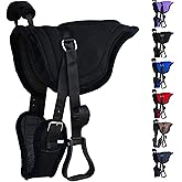 Majestic Ally Padded Suede Leather Bareback Pad Horse Riding Pad with Non Slip Breathable Girth &amp; Stirrups