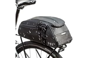 ZIMFANQI Bike Rear Bag Reflective,Water Resistant Bicycle Pannier Rack Bag Cargo Trunk Storage Cycling Carrier Chest Bag,8L Capacity with Multi Pocket Taillight Loop,Shoulder Strap for Outdoor