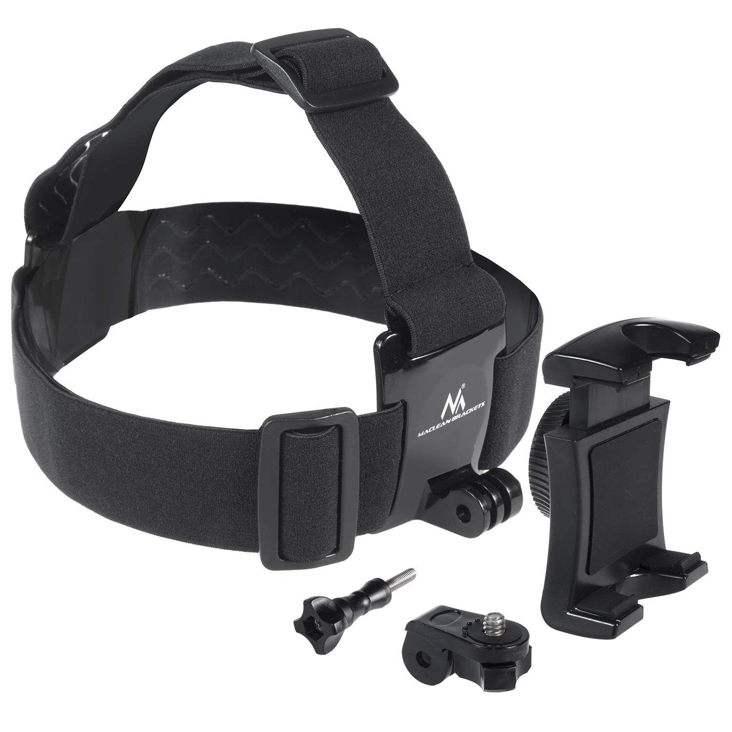 Maclean MC-825 Fast Connect Universal Cell Phone Camera Headband Mount Sport Mount Fitness Outdoor Head Strap for GoPro (Sports headband) — image 1