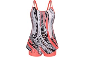 Hanna Nikole Womens Plus Size Tankini Swimsuit Two Piece Bathing Suits Flowy Swim Tops with Boy Shorts