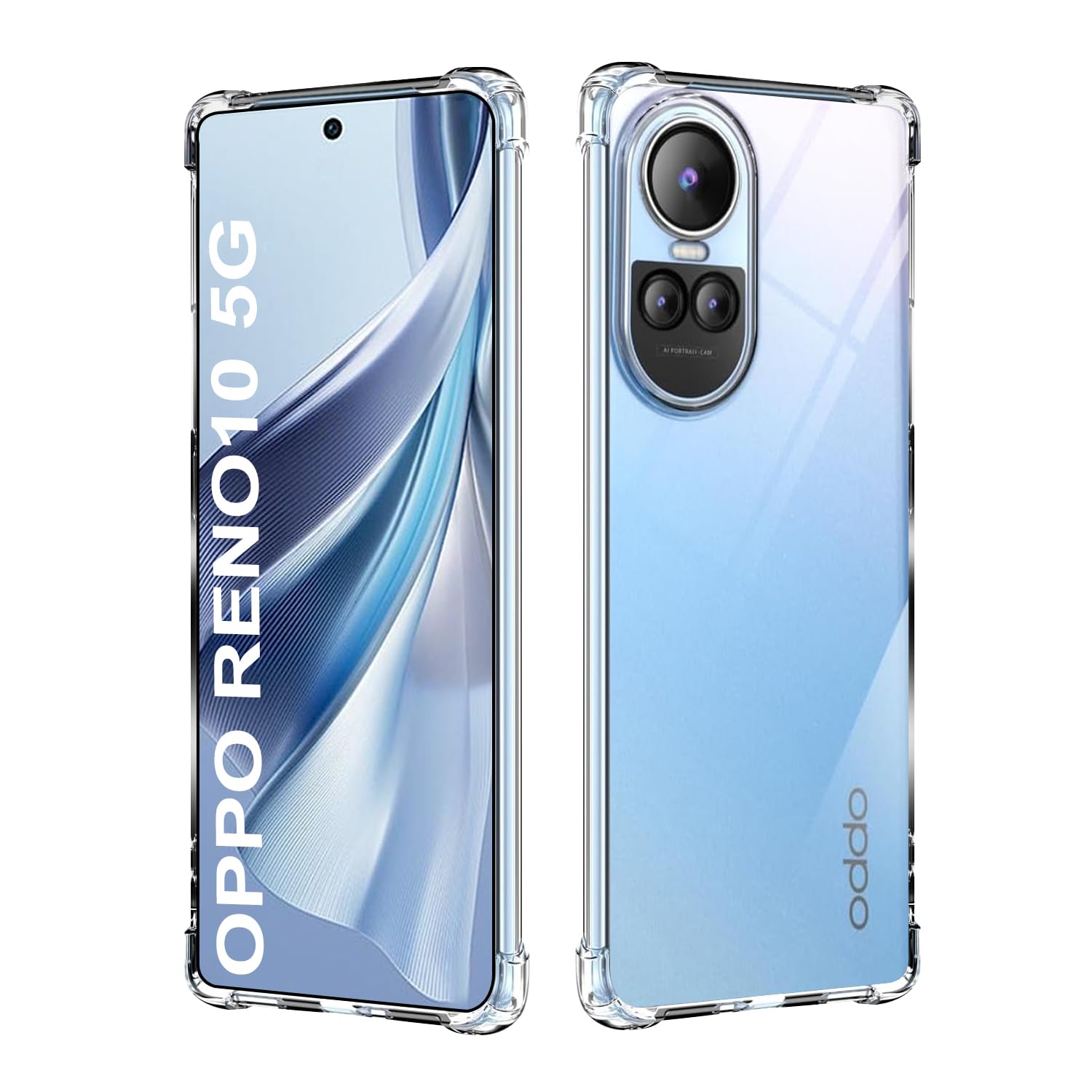 ISOI - Phone Cover Compatible with Oppo Reno 10 5G/Oppo Reno 10 Pro 5G Phone Case, with Bumper Airbag Shockproof Full Protection, Protective Case in Ultra-thin and Soft TPU Silicone - Transparent