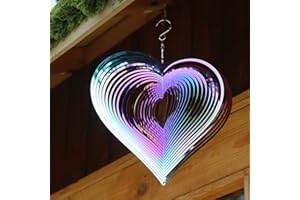Phuryllic Wind Spinners Outdoor, Garden Decor for Outside, Hanging 3D Metal Yard Decorations for Patio & Porch, Unique Gardening Gifts for Women & Moms - 10in Purple Heart