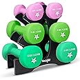 Yes4All Neoprene Coated Dumbbell Hand Weight Sets - Multiple Weight Options with Rack, Anti-roll, Anti-Slip, Hexagon Shape