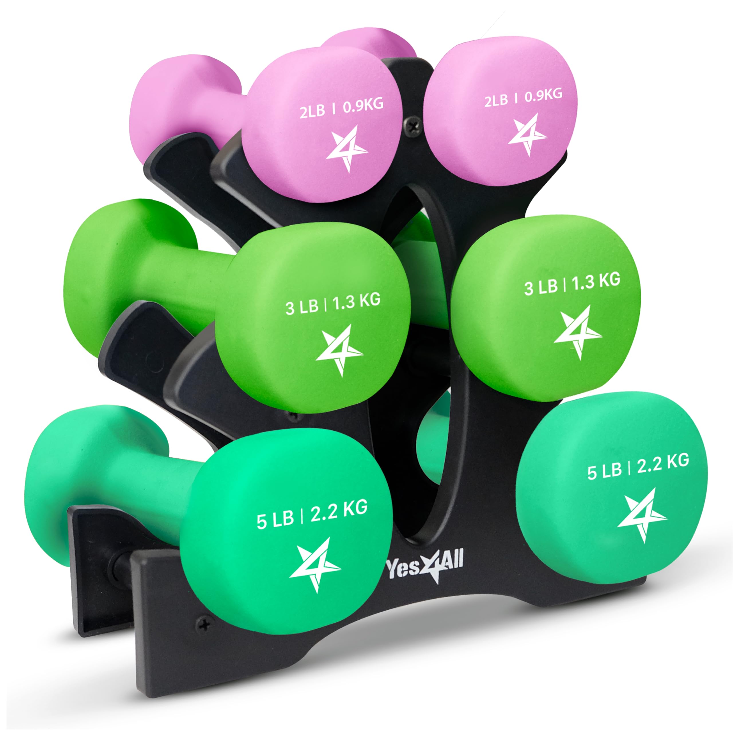 Dumbbell Neoprene 2-3-5lb pair + Plastic Rack Image