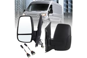 Lqito Left Driver Side Door Mirror Compatible With 2015-2025 Ford Transit With Power Glass Manual Folding Matte Black (Short 