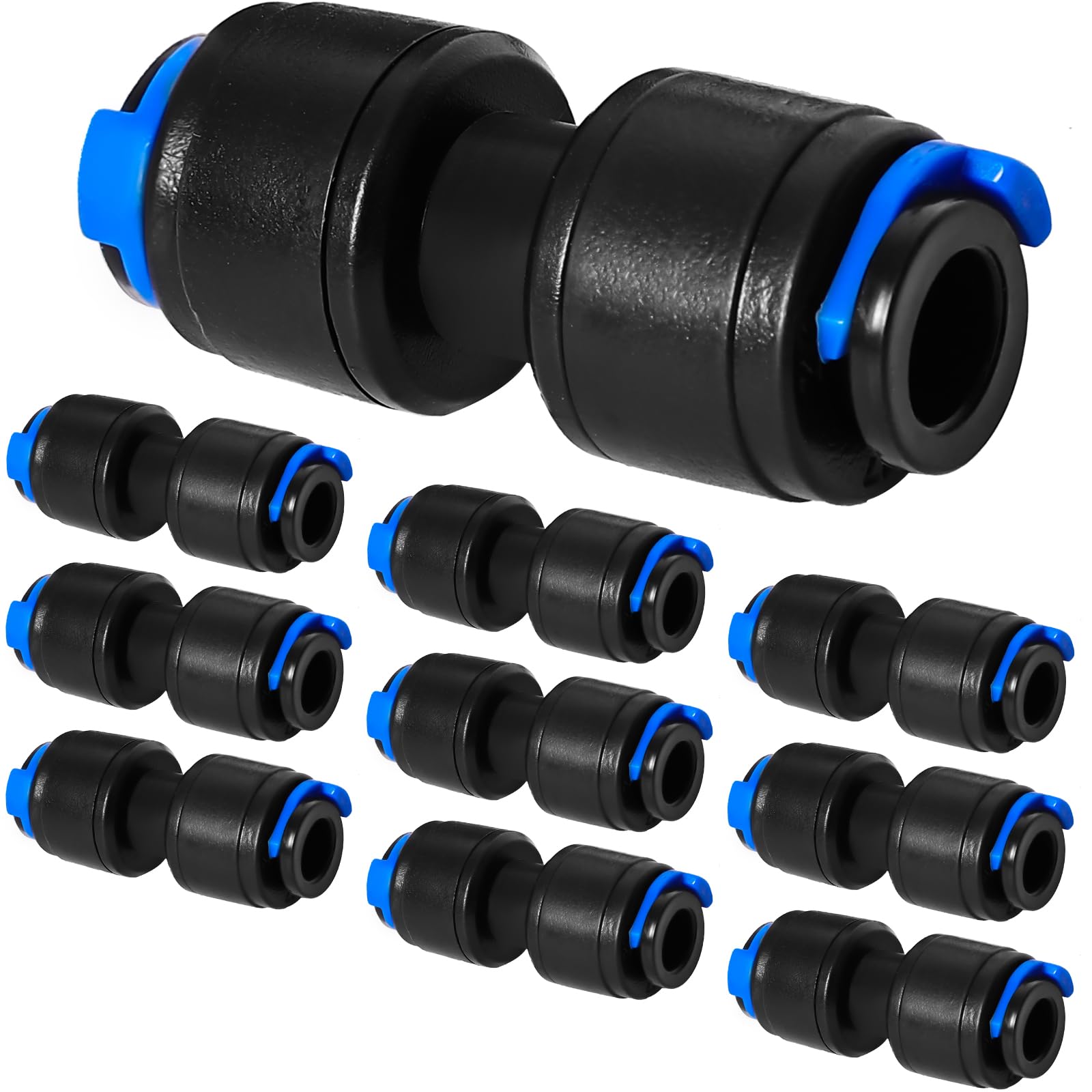 Photo 1 of 10 Pack 1/4" Drip Universal Straights Fitting Connectors, Quick Connect Universal Drip Irrigation Tubing Coupling Valve, Connector Locking Fitting for Sprinkler or Drip Irrigation System