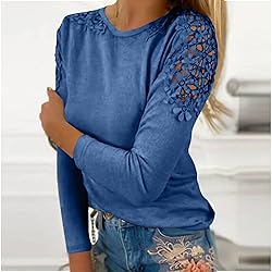 iPOGP Women's Round Neck Solid Color Hollow