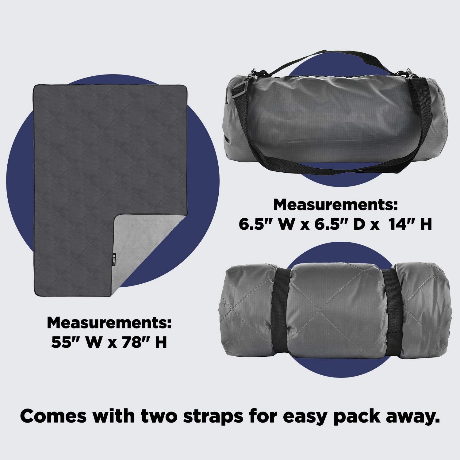 Leisure Co Extra Large Waterproof Outdoor Blanket - Weatherproof Outer with Plush Fleece Inner Lining - Perfect for Picnic Use and Camping, Yoga, Dogs - Sand Free Foldable and Lightweight: Kitchen & Dining