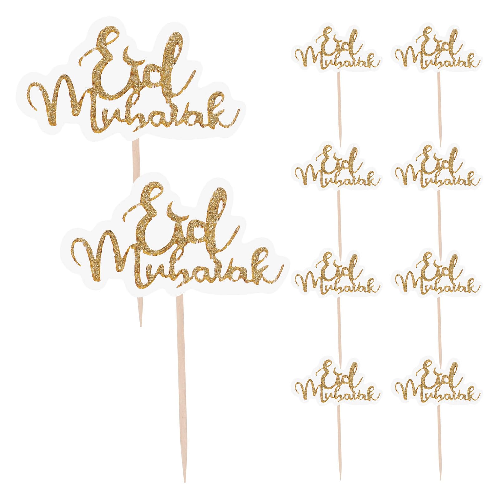 UPKOCH Eid Mubarak Cake Topper 12.50X1.18In Creative Plastic Dessert Picks for Lesser Bairam Party Cupcake Decorations and Edible Cake Accessories