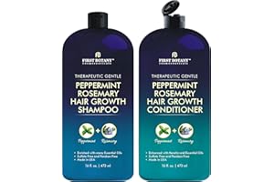First Botany, Peppermint Rosemary Hair Regrowth and Anti Hair Loss Shampoo and Conditioner Set - Daily Hydrating, Detoxifying, Volumizing Shampoo and Fights Dandruff For Men and Women 16 fl oz x 2