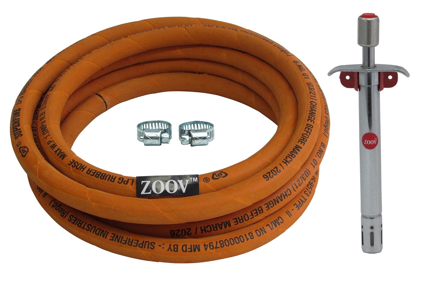 ZOOV ISI Certified LPG Hose Gas Pipe Made with Reinforced Steel 5 Meter
