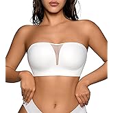 Seamless Wireless Strapless Bras for Women - V-Neck Full Coverage Strapless Bralette No Underwire Convertible Tube Top Bra