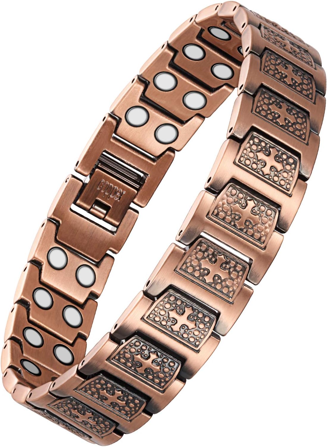 WELMAG® 99.9% Copper Bracelets for Men Pain Relief for Arthritis Therapy Double Row Magnetic Bracelets with 3500 Gauss Magnets: Health & Personal Care