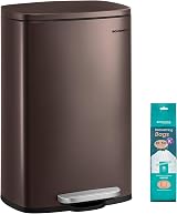 Songmics 50 L Kitchen Bin with Soft Close Pedal Steel Inner Brown LTB50BR02