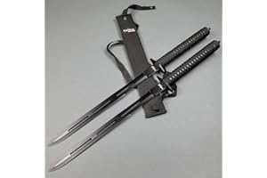 OTAKUMOD 25" Twin Fixed Blade Machetes Set. Spear Style Stainless Steel Blade. for Camping, Hunting, Outdoor Activit Use, Collection, Gift (Black)