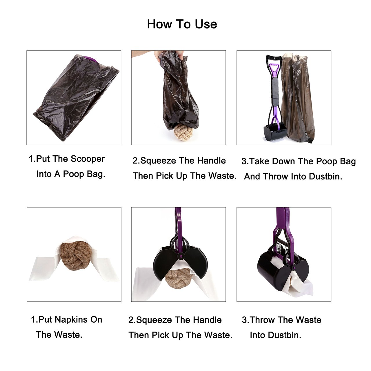 CozyCabin Dog Pooper Scooper Pickup Tool Dog Waste Scoop Sanitary Shovel - Great in Grass, gravel, Snow, Dirt, Cement (Blue)