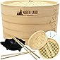 Bamboo Steamer set 10 inch Bamboo Steamer Basket-2 Tier Steamers-4 Chopsticks-20 Steamer Liner-Bowl-Dumpling Steamers…