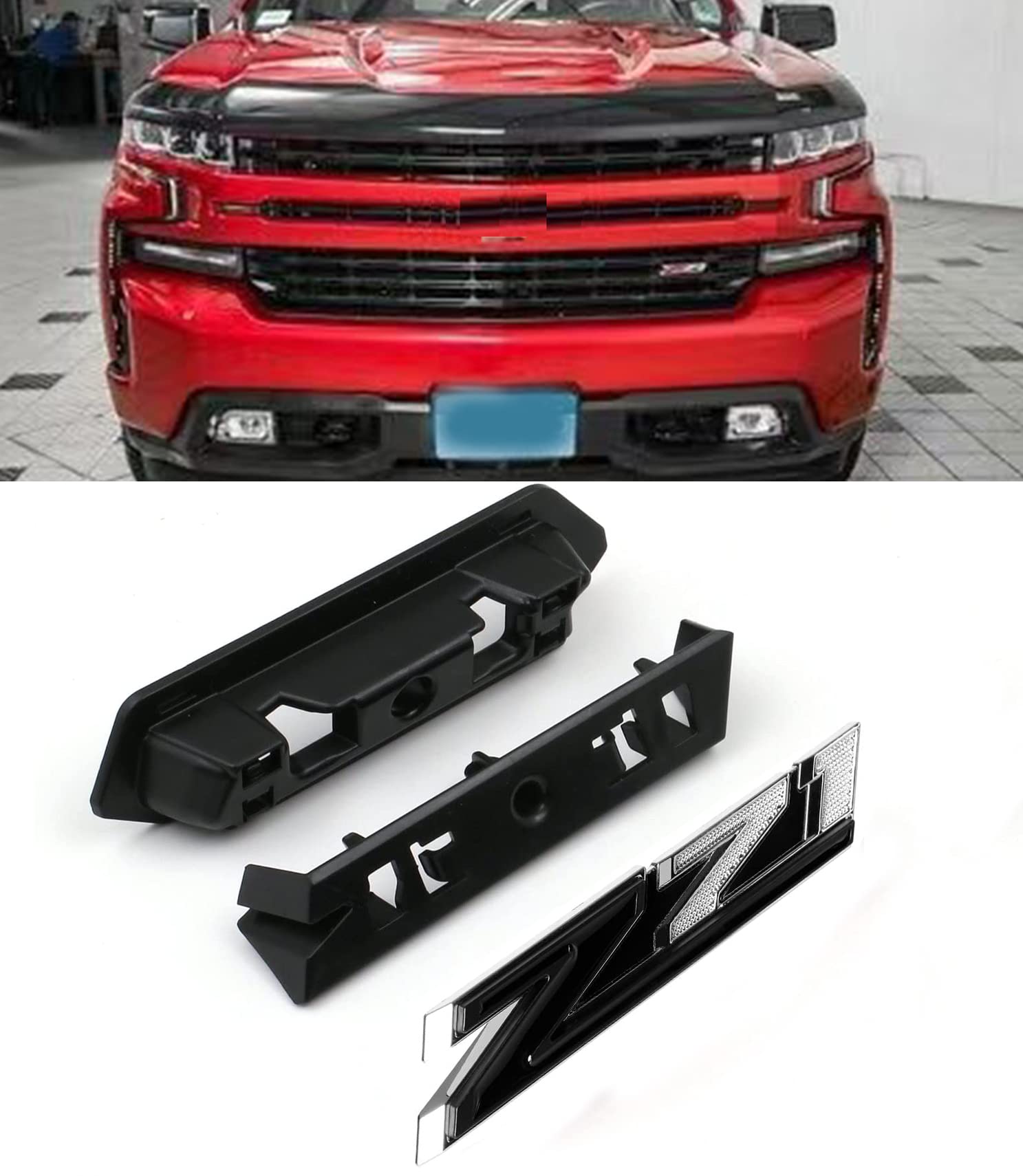 Photo 1 of 1 OEM Grille Z71 Front Emblem 3D Badge Compatible with 2019-2025 Silverado Tahoe Suburban RST 1500 HD 2500 HD 3500HD 84384428 (Chrome Black)