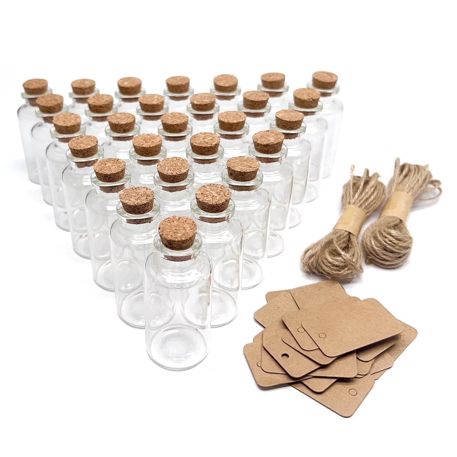 Photo 1 of 100 Pieces 30 ML Glass Bottles with Cork Stoppers Mini Small Glass Bottles, for Wedding Favors, Crafts Home Decorations