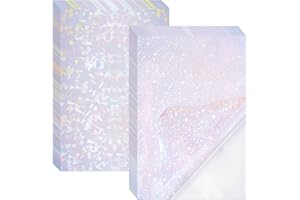 BYLION 2 Types Transparent Holographic Laminate Sheets Overlay Lamination Vinyl A4 Size Self-Adhesive Holographic Laminate Film Waterproof Vinyl Sticker Paper for DIY Crafts, 10 Sheets 8.25 x 11.7 Inches