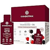 CYMBIOTIKA Liposomal Vitamin B12 + B6 Liquid Supplement, Cellular Energy, Brain Health, Heart Health, + Nerve Function Support, Enhanced Absorption, Gluten Free, Soy Free, Plant-Based, 28 5 mL Packets