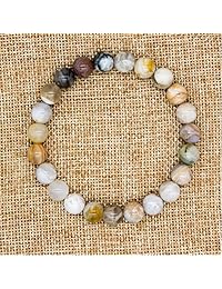 Bivei - Pulsera elástica de perlas semipreciosas de piedra preciosa y semipreciosa de color margarita
