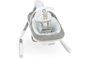 Ingenuity Anyway Sway 5-Speed Multi-Direction Portable Foldable Baby Swing & Infant Seat with Vibrations, Nature Sounds, 0-9 Months 6-20 lbs (Spruce)