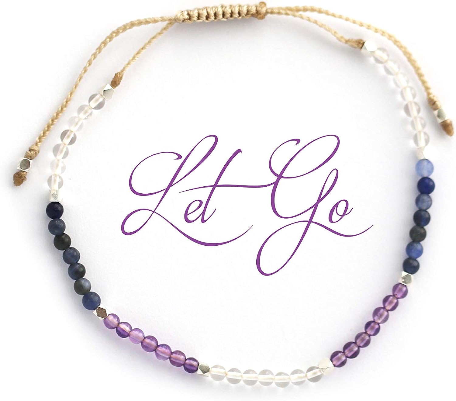 BALIPURA, Let Go Aura Bracelets Gift for Women (2mm Small Beads), Beaded Crystal, Clear Quartz, 925 Solid Silver Beads