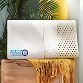 slegox Latex Pillow Features Medium-Soft Latex Foam and Removable ice Silk Pillowcase Suitable for Side and Stomach Sleepers Helping to Relieve Pressure23.6 Lx15.7 Wx3.9/4.7" H