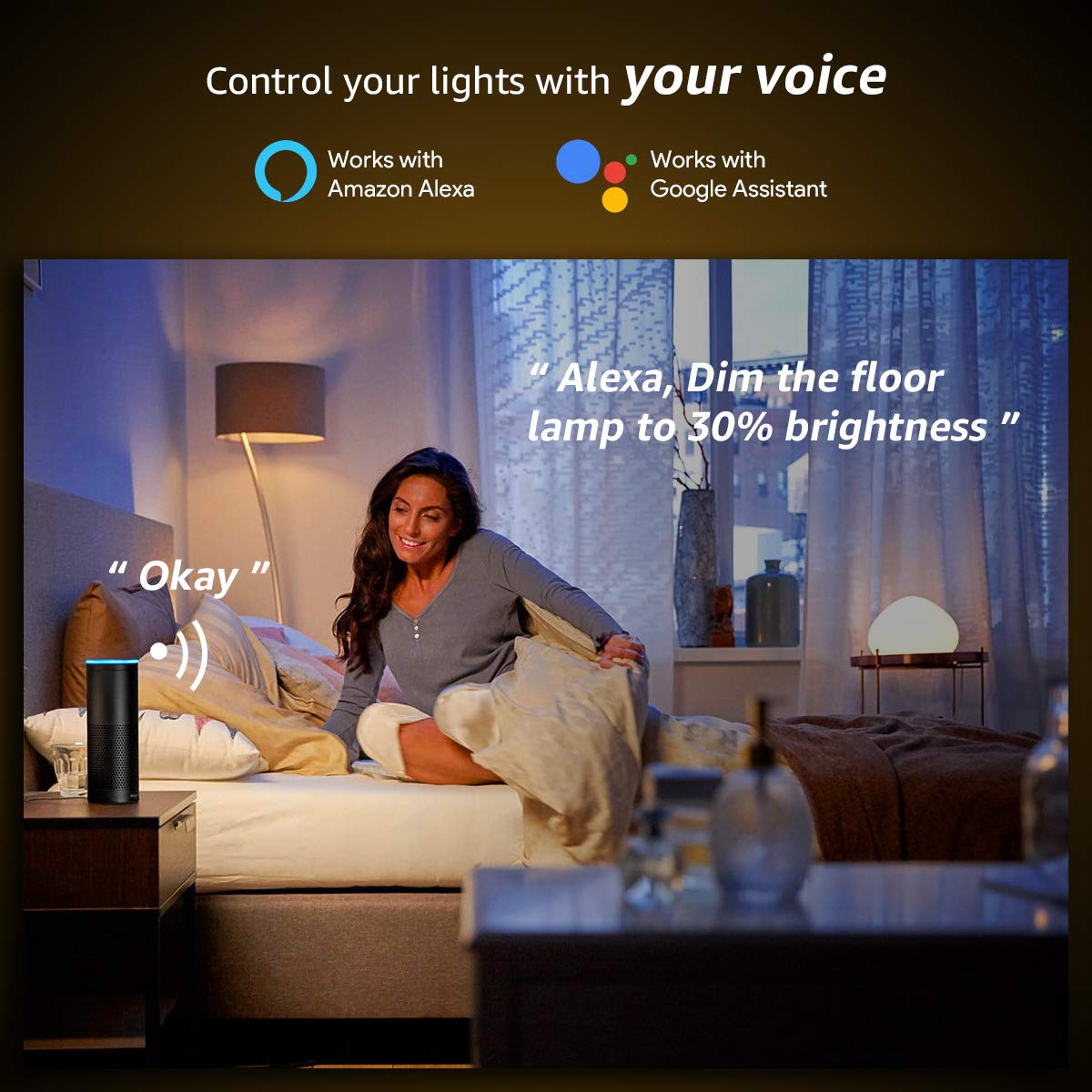 LE LampUX Ampoule Connectée Wifi E27, Blanc Chaud 2700K, 850lm, 9W, Equivalent a 60W, Dimmable, Compatible avec Alexa et Google Home, Pas Hub Requis, Lot de 2