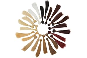 24 Pack Straight Synthetic Doll Hair Wefts for Rerooting, Wig Making (5.9 In, 12 Colors)